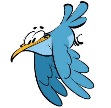 Blauer Cartoon-Vogel
